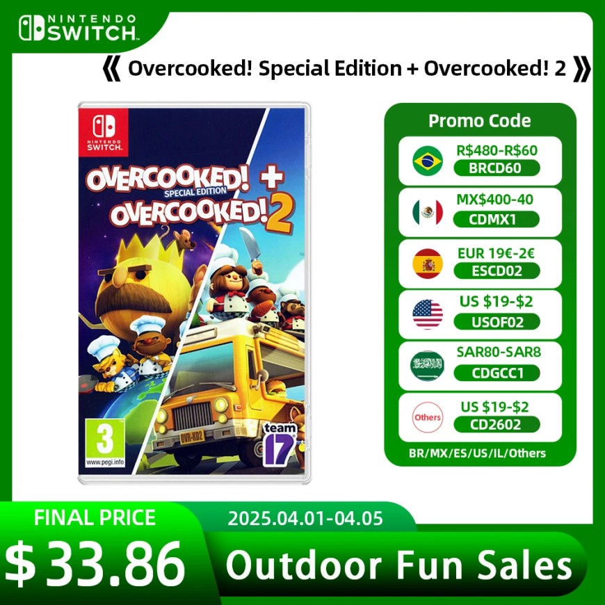 Overcooked! + Overcooked! 2 - Stander Edition Nintendo Switch Game For Nintendo Switch OLED Lite  Physics Game Ink Cartridge